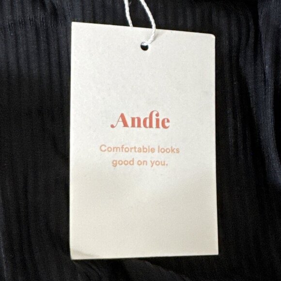 Andie Women's M Banded Cheeky Ribbed Swim Bottom Black NWT 9586 - Picture 11 of 16